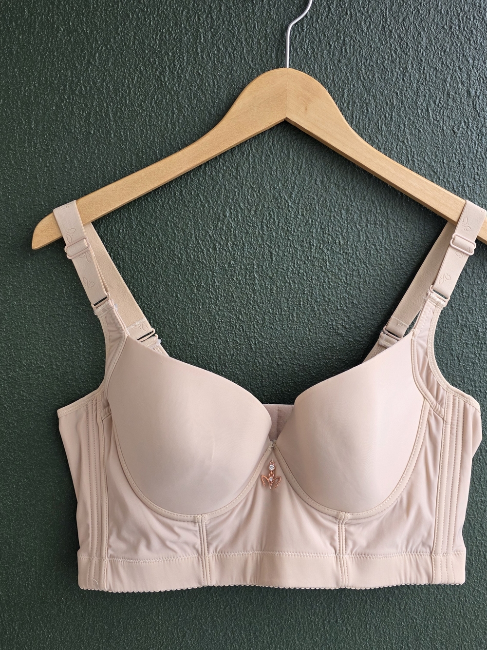 Vintage 1990's Women's Longline Push Up Support Bra in Nude
